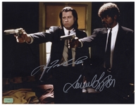 John Travolta and Samuel L. Jackson Signed 14'' x 11'' Photo From ''Pulp Fiction''